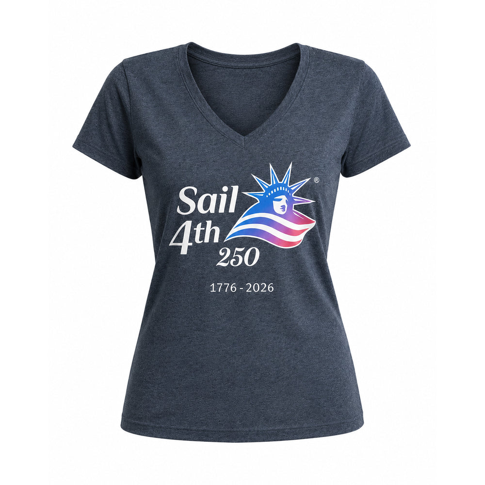 Sail 4th 250 New York Women V-Neck T-Shirt Product View