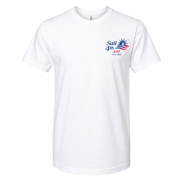 Sail 4th 250 New York Poster T-Shirt - Artwork Created by World Renowned 3D Pop Artist Charles Fazzino Front View