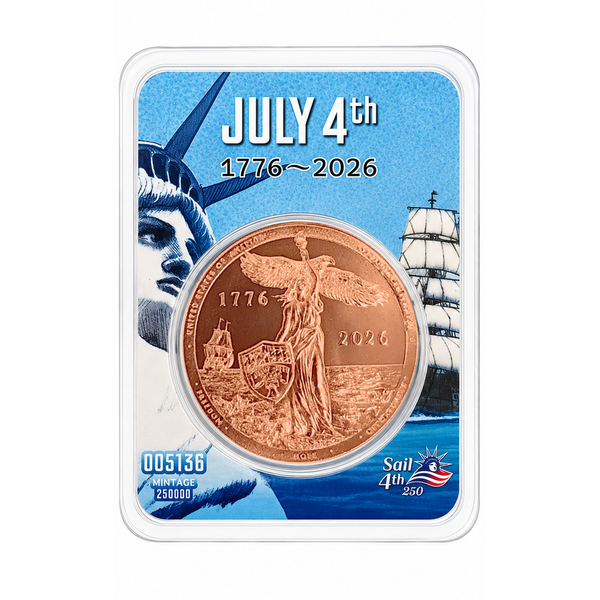 Official Sail 4th 250 New York Commemorative Coin Front View