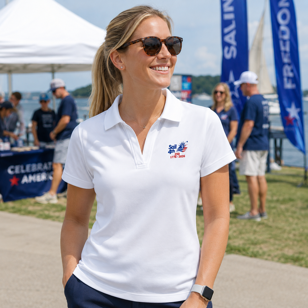 Sail 4th 250 New York Ladies Performance Short Sleeve Polo Shirt in Use Outdoor Event