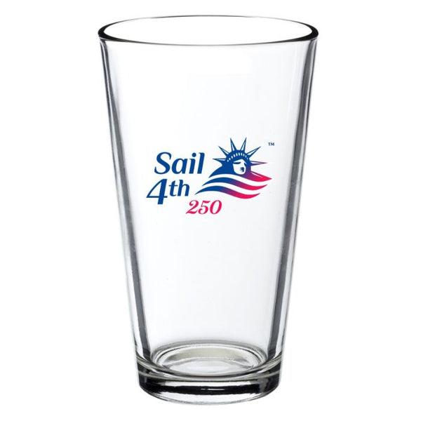 Sail4th 250 Primary Logo Clear Pint Glass