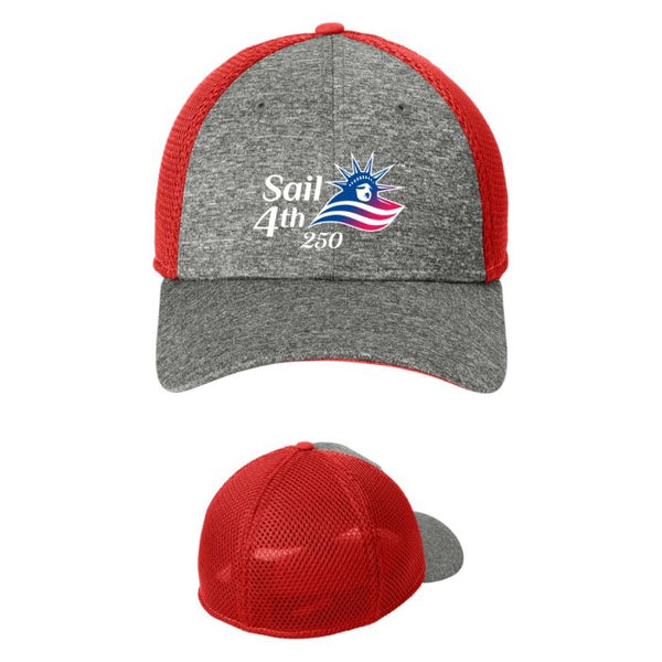 Sail4th 250 Primary Logo Heather Charcoal Red Stretch Mesh Cap