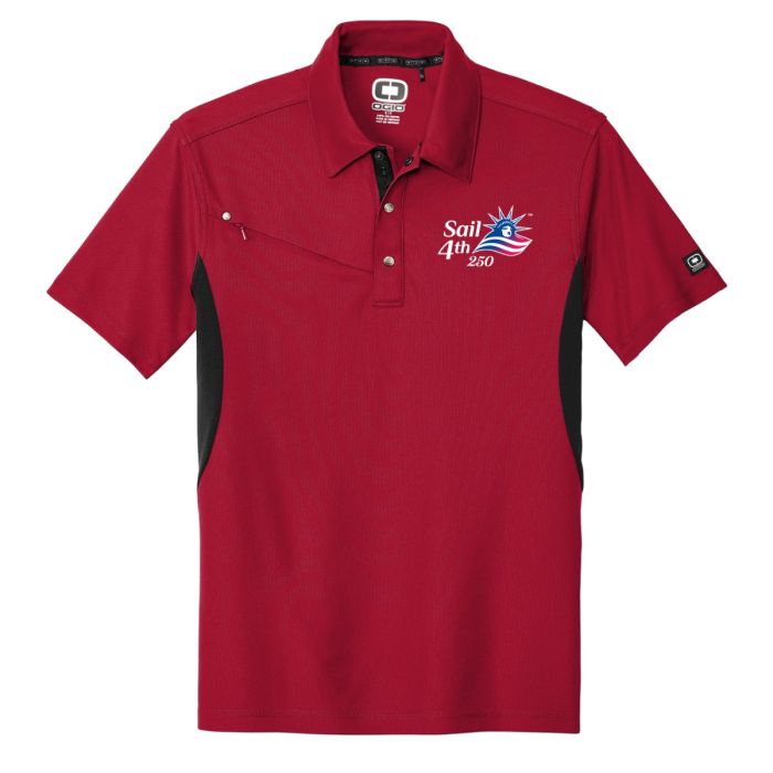 Sail 4th 250 New York Primary Logo Ogio Short Sleeve Red Polo Shirt