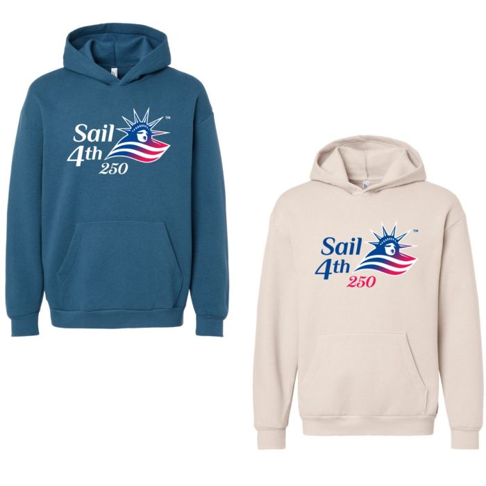 Sail 4th 250 New York Primary Logo Sea Blue & Bone Hooded Sweatshirt