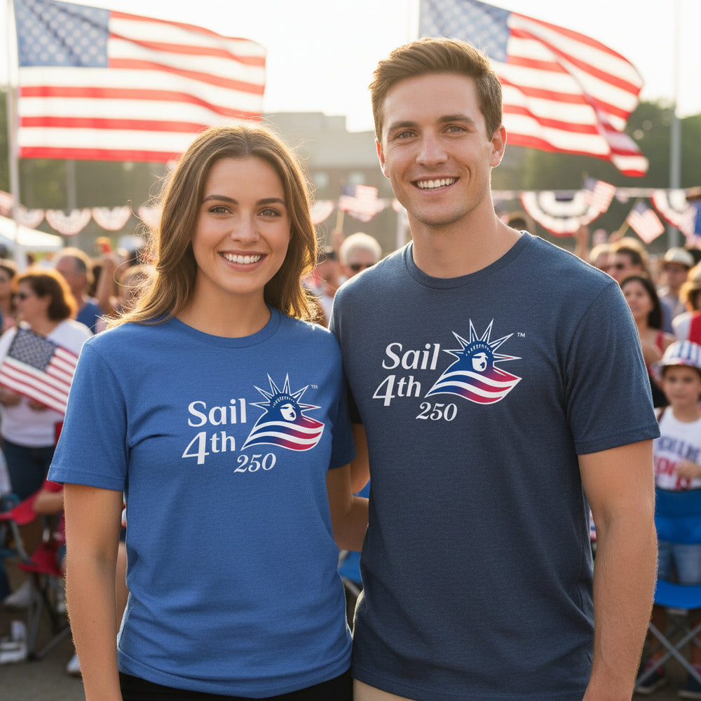 Sail4th 250 Primary Logo Short Sleeve T-Shirt in Use Outdoor Event 