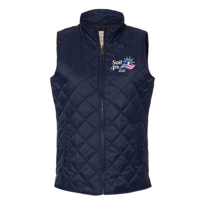 Sail 4th 250 New York Primary Logo Vintage Diamond Women's Quilted Navy Vest