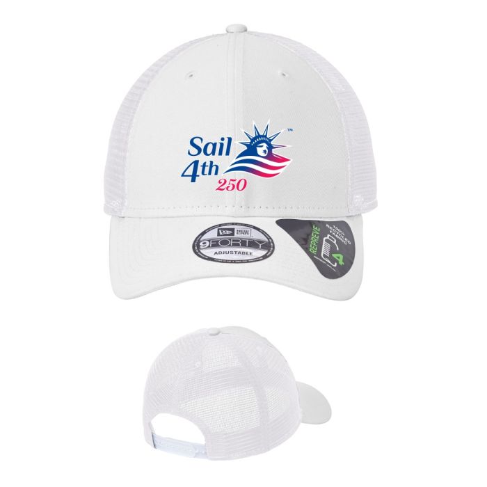 Sail4th 250 New York Primary Logo White Snapback Mesh Cap