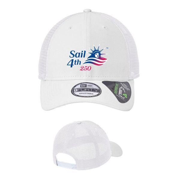 Sail4th 250 New York Primary Logo White Snapback Mesh Cap