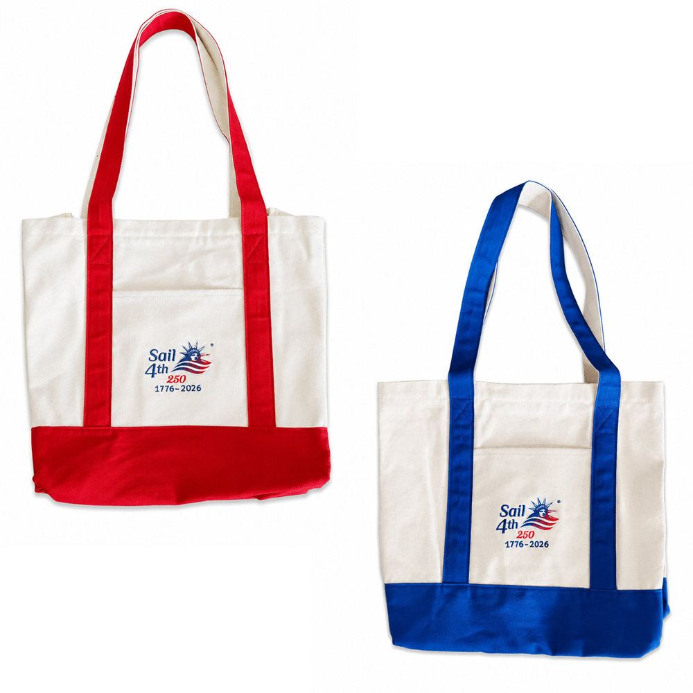 Sail4th 250 Logo Embroidered Square Cotton Canvas Tote Bags Available Colors