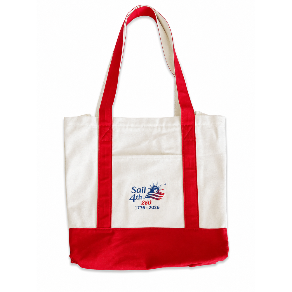 Sail4th 250 Logo Embroidered Square Cotton Canvas Tote Bag Red