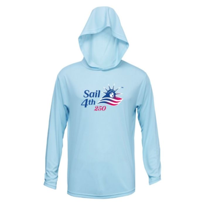 Sail4th 250 Primary Logo Heather Navy & Ice Blue UV Hoodie