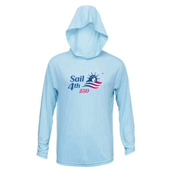 Sail4th 250 Primary Logo Heather Navy & Ice Blue UV Hoodie