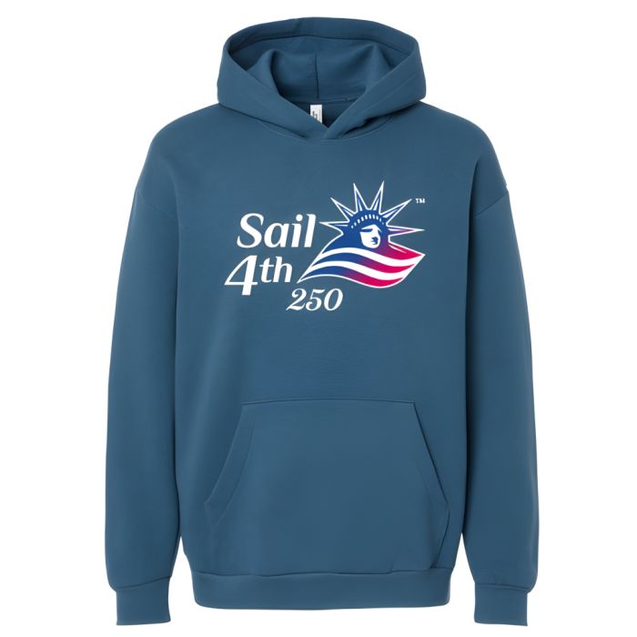 Sail 4th 250 New York Primary Logo Sea Blue & Bone Hooded Sweatshirt