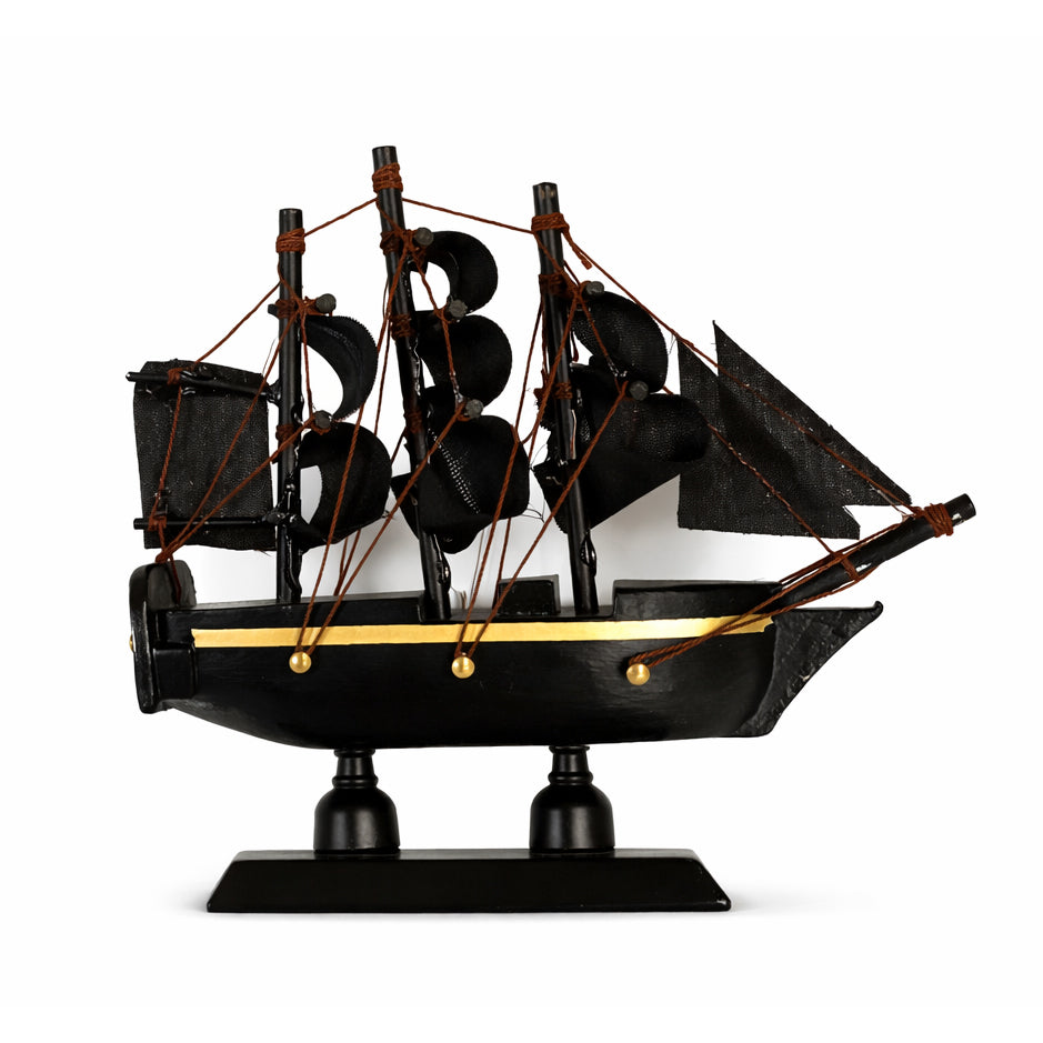 Tall Ship Black Pearl Pirate Miniature Model Ships 4" Length - Right Bow Facing