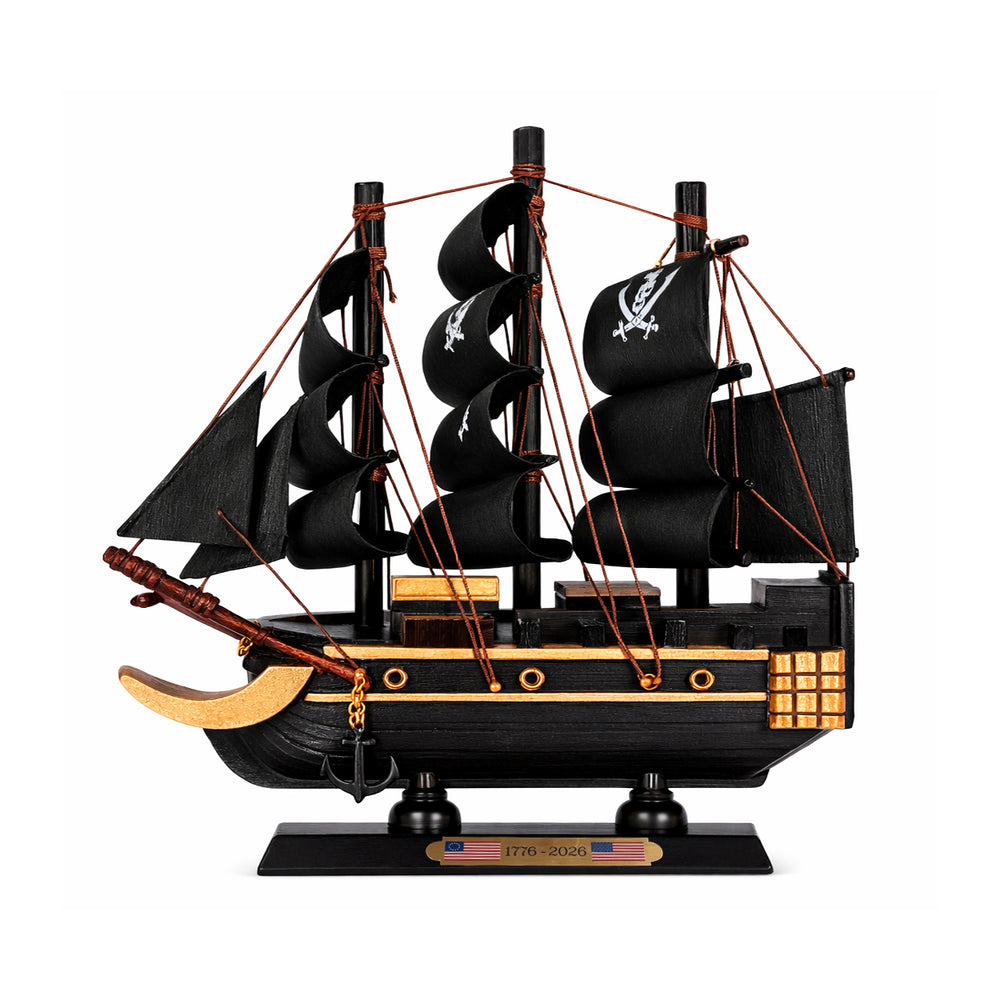 Tall Ship Black Pearl Pirate Miniature Model Ships 6" Length - Left Bow Facing