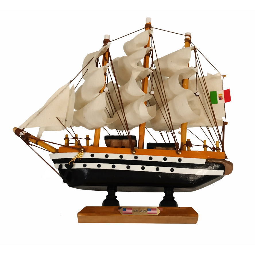 Tall Ship Classic Wooden Amerigo Vespucci Miniature Model Ship Left Bow Facing