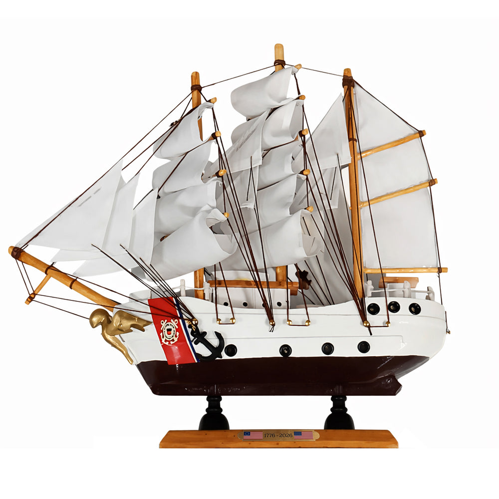 Tall Ship USCGC Eagle Miniature Model Ship 9" Length Left Bow Facing