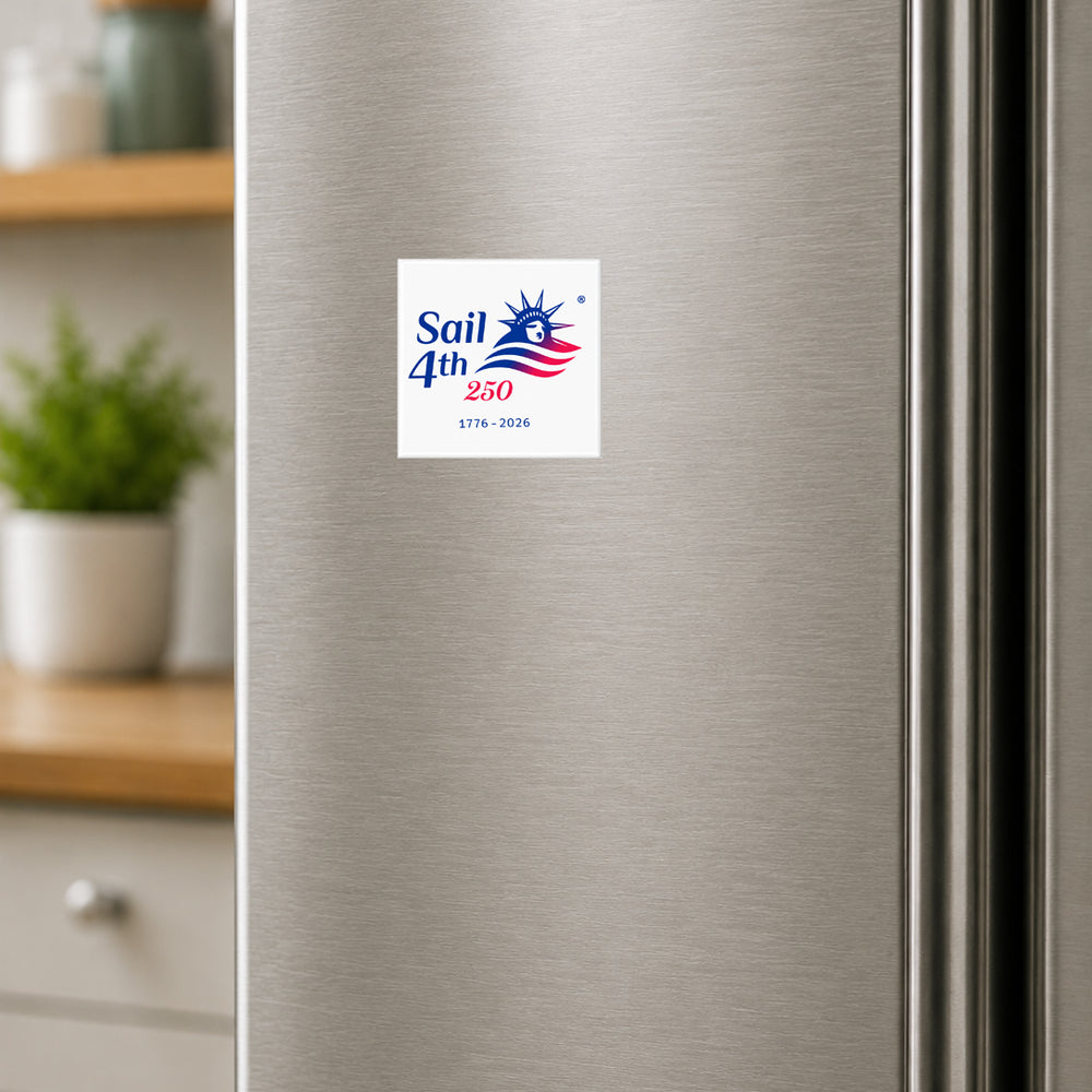 Sail 4th 250 New York Square Magnet on Refrigerator