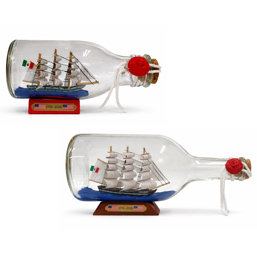 Tall Ship Classic Wooden Amerigo Vespucci Bottle Display with Wooden Base Available Sizes
