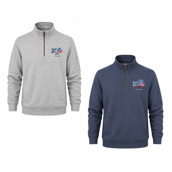 Sail 4th 250 New York Embroidered Primary Logo 1/4 Zip Cotton Sweatshirt Available Colors
