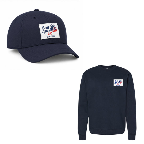 Sail 4th 250 New York Logo Embroidered Patch in Use - Cap or Crewneck Illustration