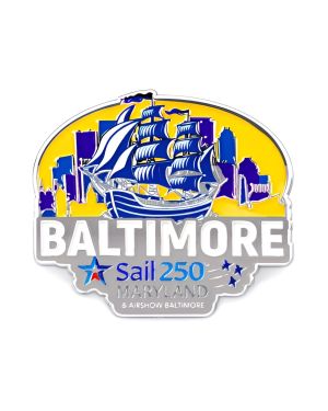Sail 250 Logo BALTIMORE with Skyline and Sailing Ship Lapel Pin