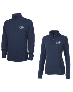 Sail4th 250 Primary Logo Heather Navy Fleece 1/4 Zip Pullover Men's & Women's Product View