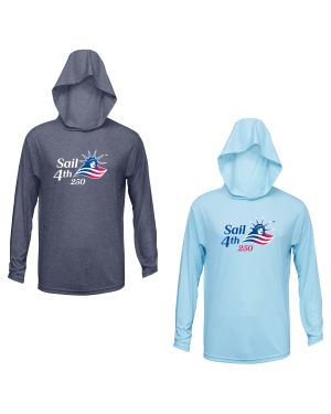 Sail4th 250 Primary Logo Heather Navy & Ice Blue UV Hoodie
