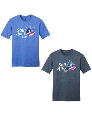 Sail4th 250 Primary Logo Short Sleeve Heather Navy & Heather Royal T-Shirt 