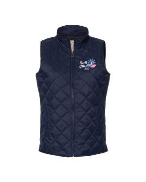 Sail4th 250 Primary Logo Vintage Diamond Women's Quilted Navy Vest 