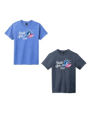 Sail4th 250 Primary Logo Heather Navy & Heather Royal Youth T-Shirt