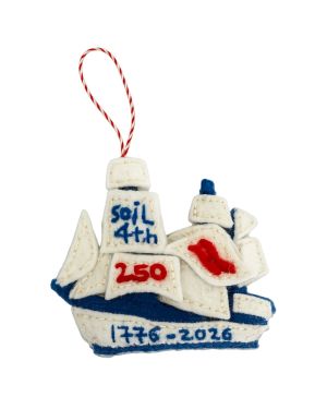 Sail 4th 250 New York Christmas Ornament Hand-Made Front View