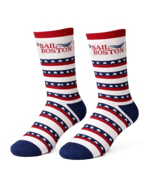 Sail Boston Primary Logo Patriotic Socks - Sold in Pairs