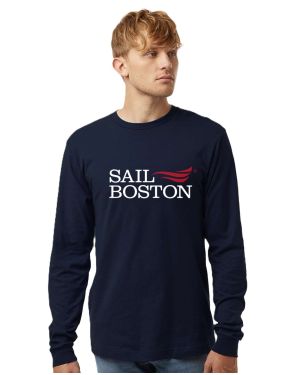 Sail Boston Primary Logo Adult Long Sleeve T-Shirt Navy