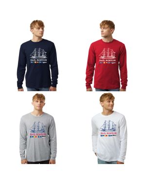 Sail Boston Primary Logo Tall Ship Bow Facing Left Long Sleeves T-Shirt Available Colors
