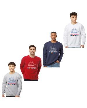 Sail Boston Primary Logo Tall Ship Bow Facing Right Long Sleeves Crewneck Sweatshirt Available Colors
